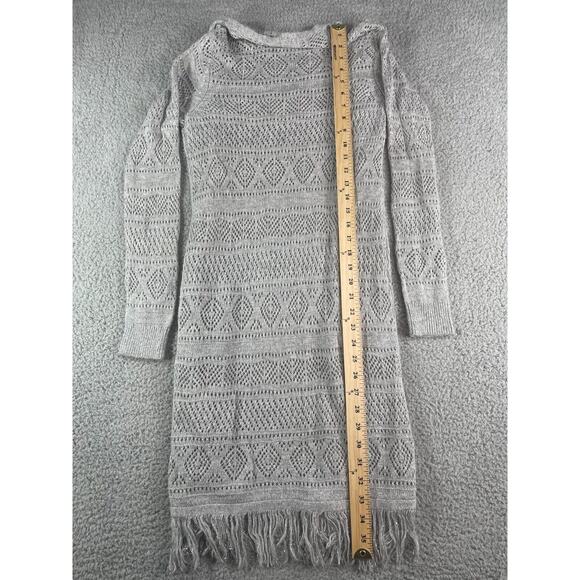 Knox Rose Cardigan Womens XS Gray Duster Sweater Open Knit Long Target Fringe - Picture 9 of 12